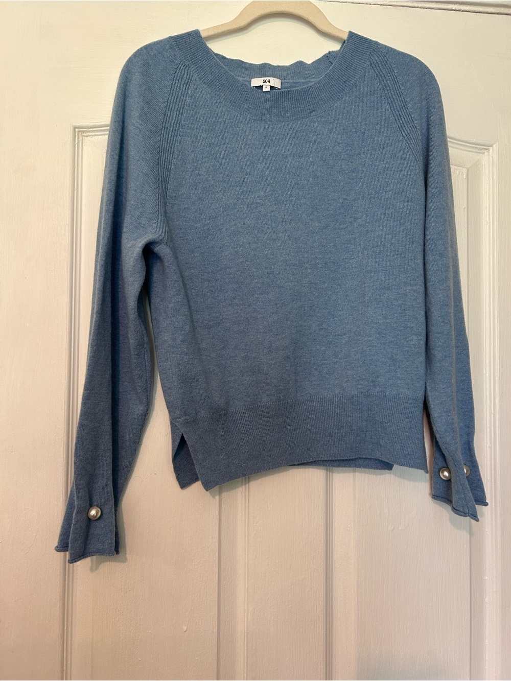 SOH sweater/ pullover with pearl in cuffs wool cashmere blend - Picture 8 of 12